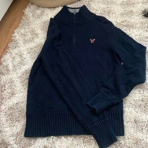 Half zip navy blue American eagle sweater